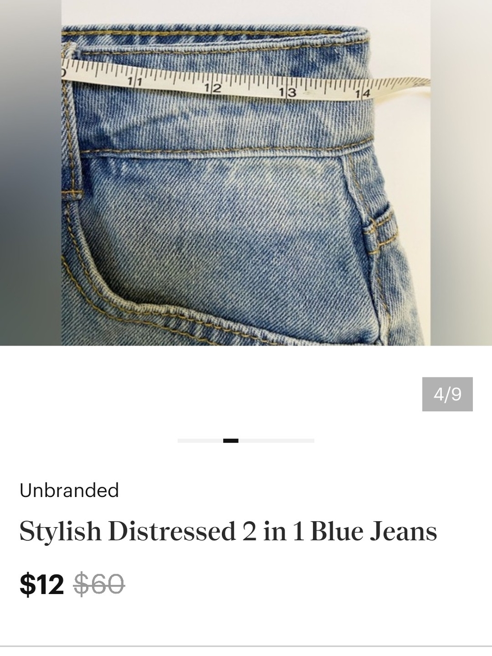 Stylish Distressed 2 in 1 Blue Jeans NWOT - Picture 5 of 10